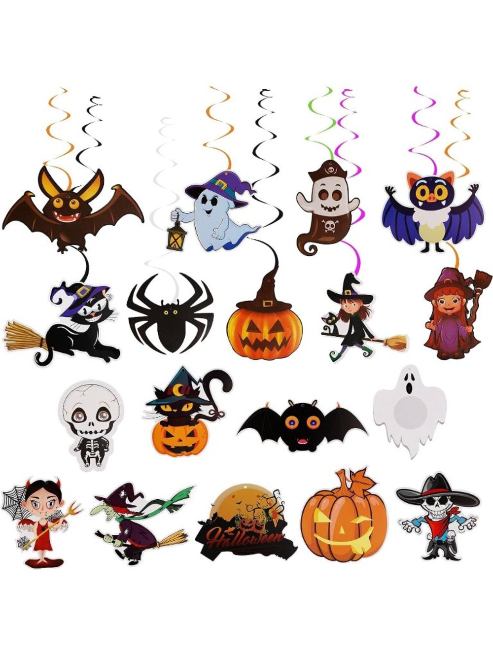 36pcs Halloween Hanging Swirl Decorations Colorful Halloween Ceiling Ornaments